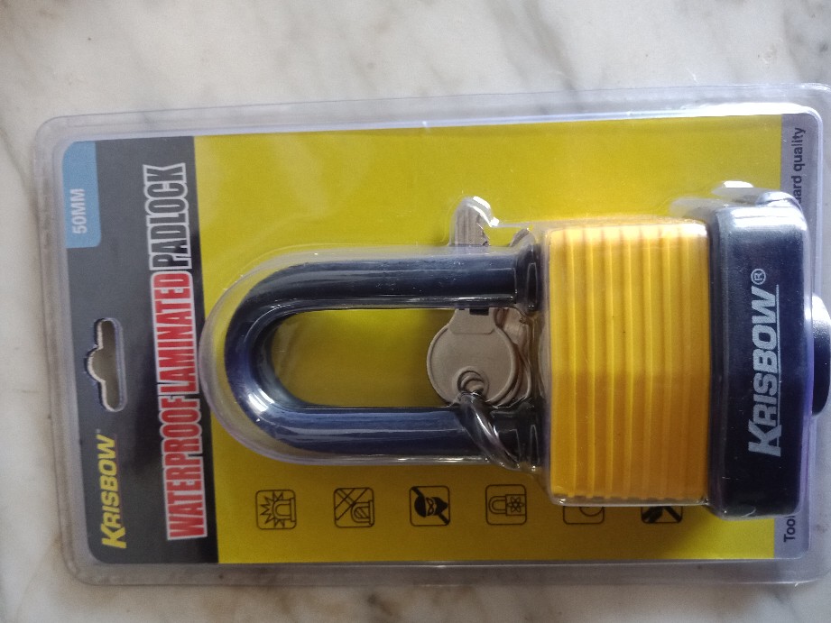 Krisbow Gembok Panjang Tahan Air  50 Mm - Kuning