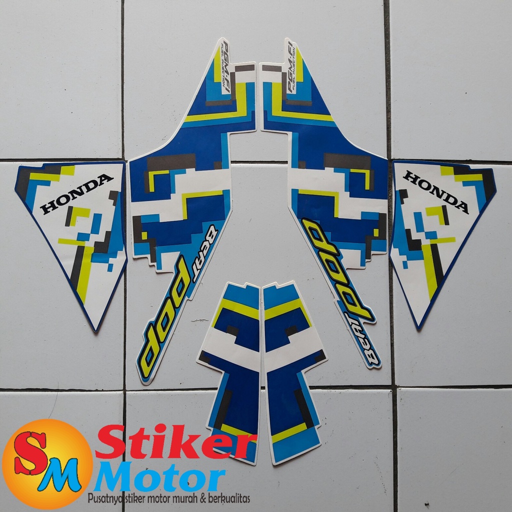 STRIPING STICKER LIS LES POLET BODY MOTOR BEAT POP 2017 PUTIH-BIRU