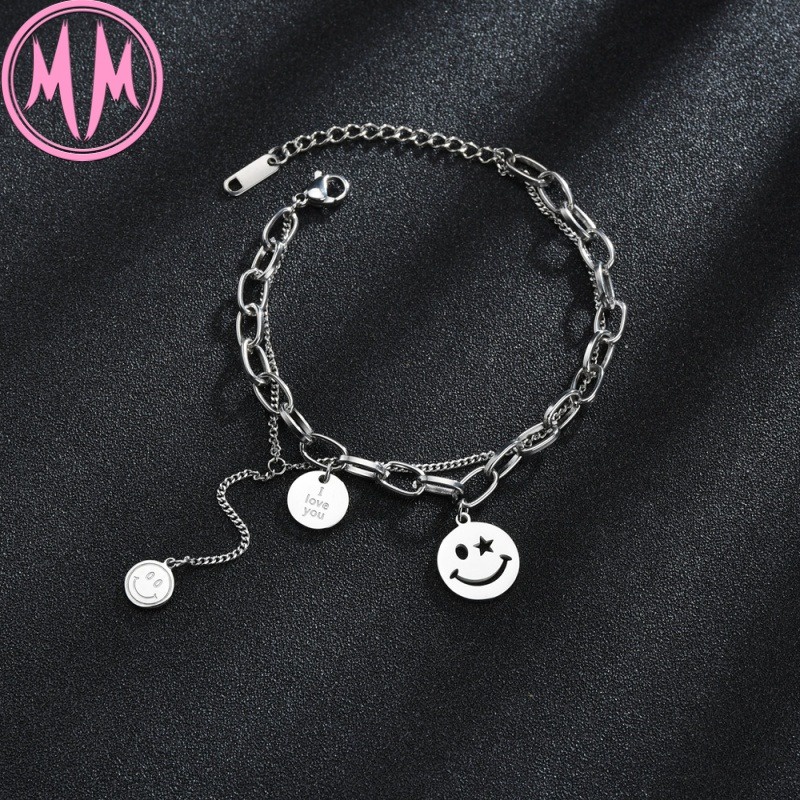 MORYMOSHI B469 Gelang Wanita Titanium Stainless Smile Anti Karat Anti Luntur Fashion Korea