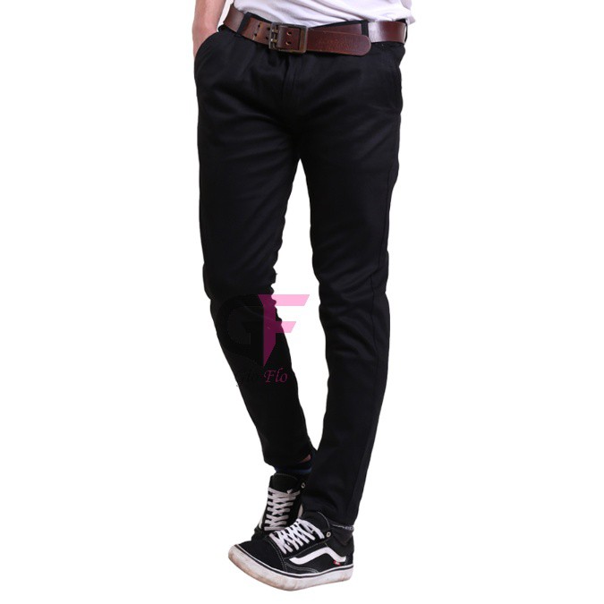 GIOFLO Celana Panjang Pria Celana Chino Kekinian Hitam / CLN 718