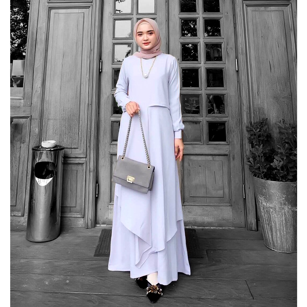 SUPER DEAL Iklip Fashion - [GAMIS MEWAH] Gamis Dress Muslim Wanita Erica Army Dress Gamis Pesta