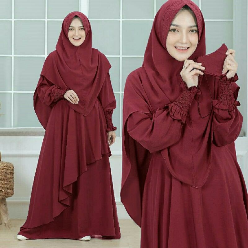 Maxi Maxy Dress Gamis Syari Busui Moscrepe Zaenab