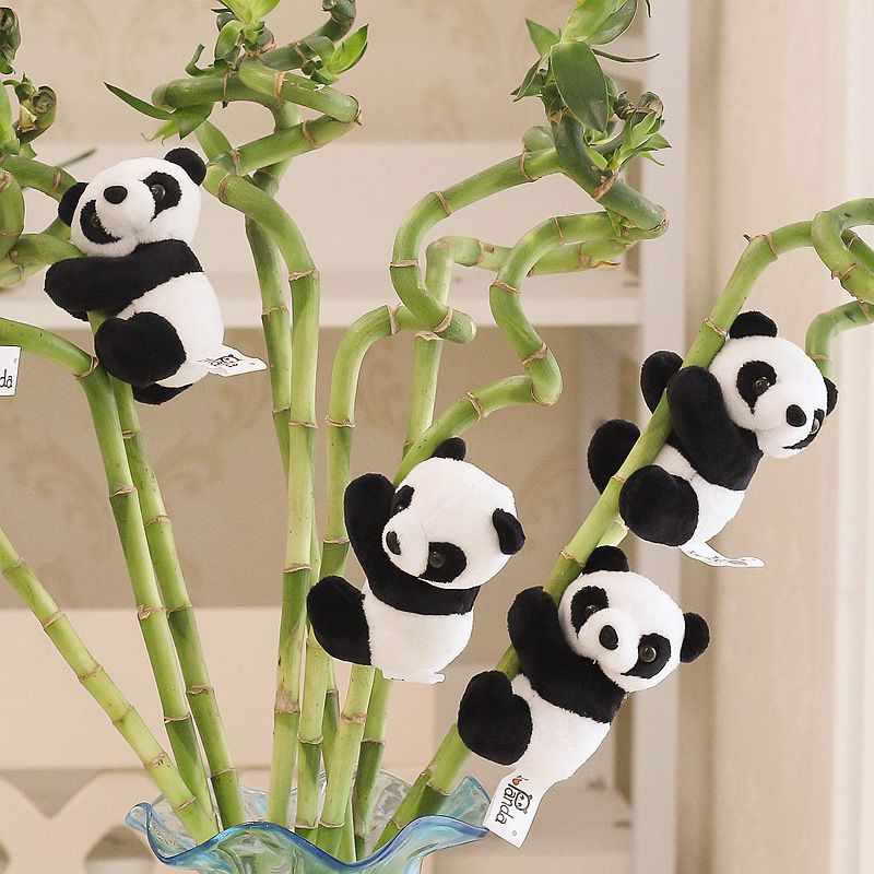 Boneka Plush Panda Clip Black White Hugging Panda Curtain Clip Bookmark Notes Small Stuffed Animal Doll Souvenir Toys