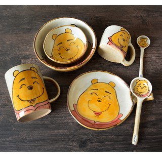 Set Peralatan Makan Mangkuk Sendok Desain  Kartun Pooh 