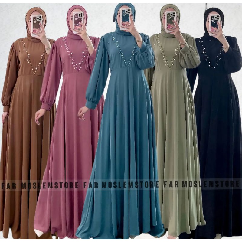 KATRINA DRESS FREE PASHMINA AKSEN MUTIARA/KETRINA MAXY DRESS CERUTY PLUS PASHMINA/GAMIS KONDANGAN SIMPLE ELEGAN/FAR MOSLEMSTORE