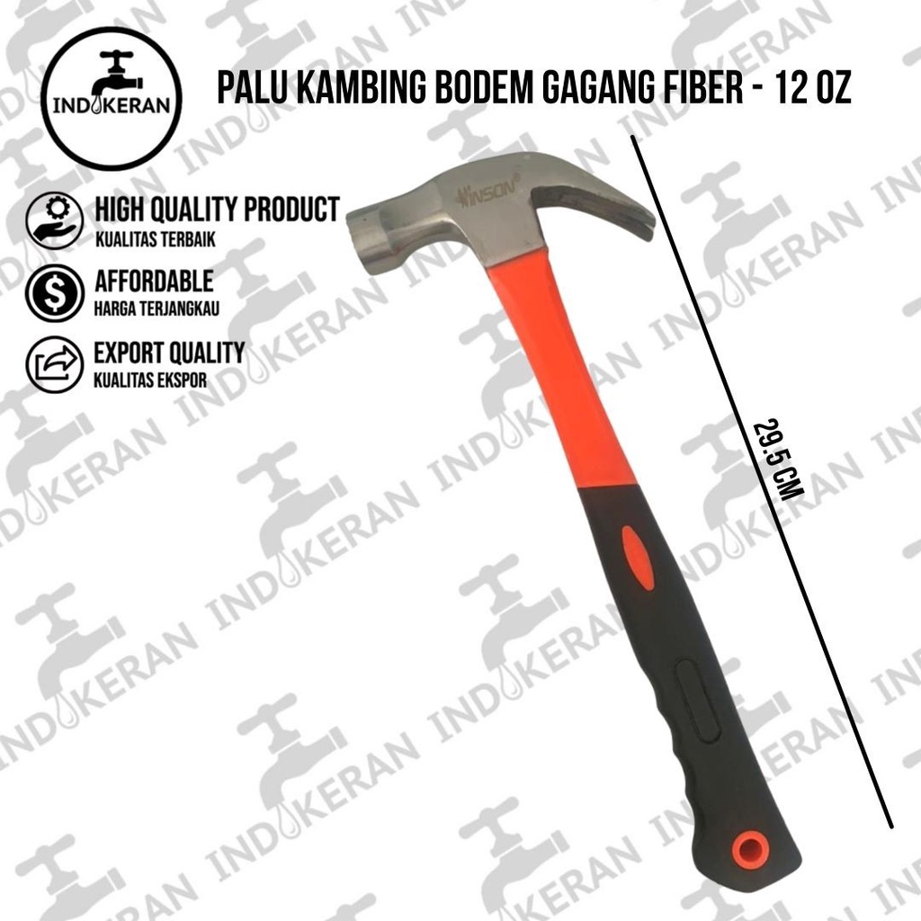 INDOKERAN - Palu Kambing Bodem Gagang Fiber - 12 Oz - High Quality