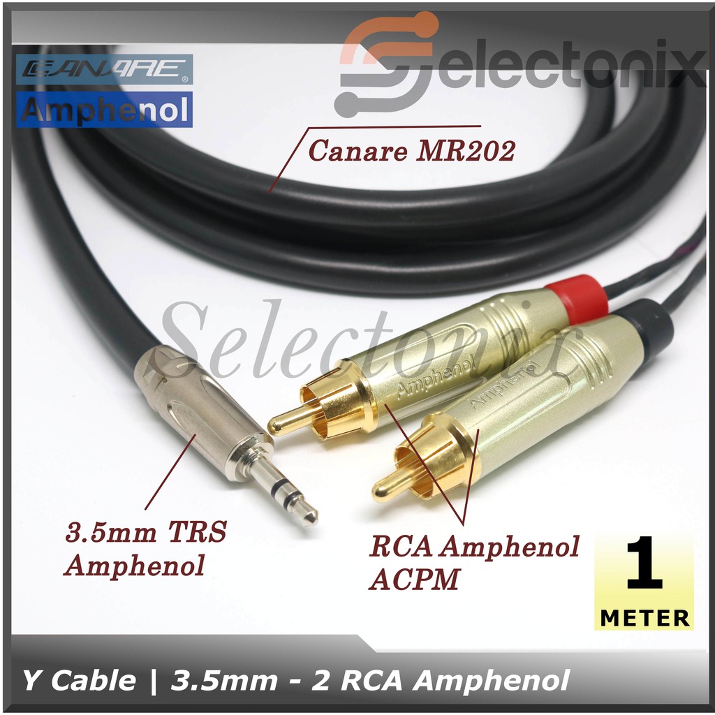 Kabel Y 3.5mm TRS to 2 RCA | Amphenol [1m]