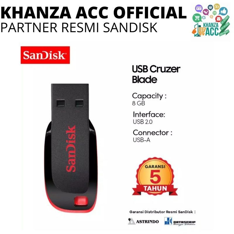 KHANZAACC FLASHDISK SANDISK CRUZER BLADE 8GB