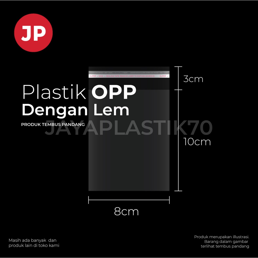 Plastik OPP LEM Uk 8x10cm +3cm(LEM) 100pcs/Pack OPP roti , snack, souvenir , aksesoris