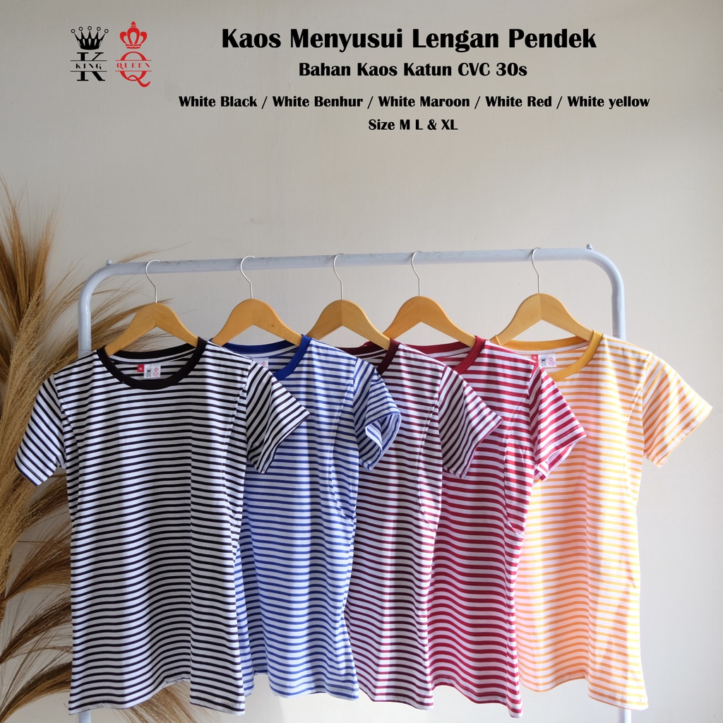 Kaos Ibu menyusui Stripe baju busui bahan Katun Combed  motif garis