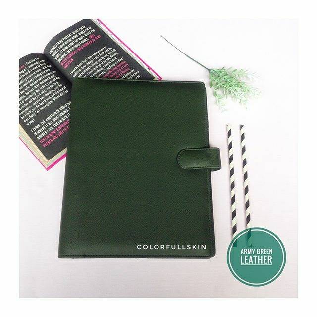 

Army green leather binder