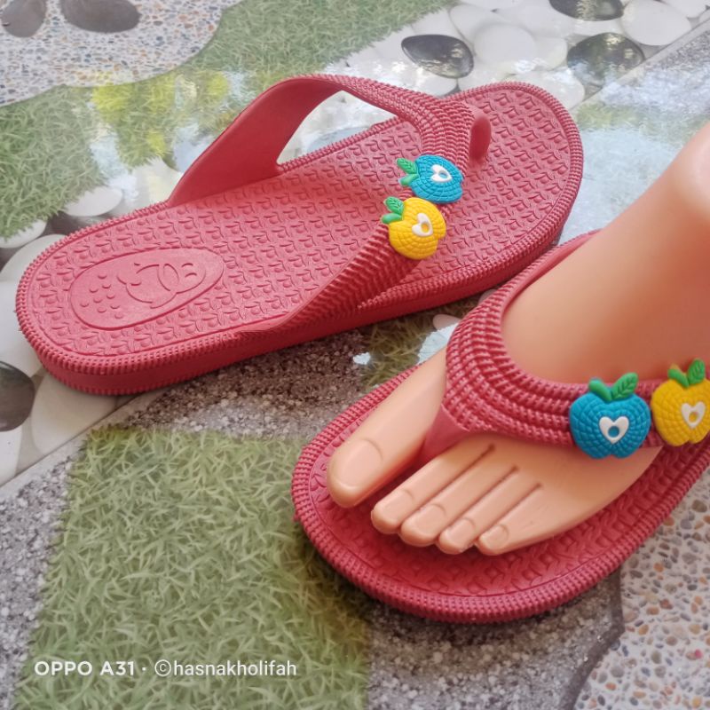 sandal jepit karet elastis empuk perempuan dewasa motip lucu murah size 37-40