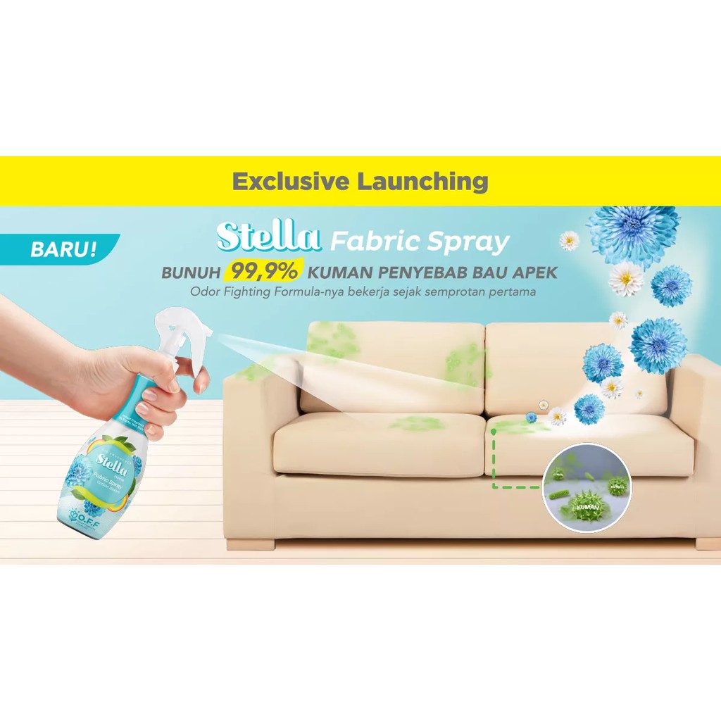 Stella Fabric Spray Cotton Blom Penghilang Bau Kain 200ml + 45ml