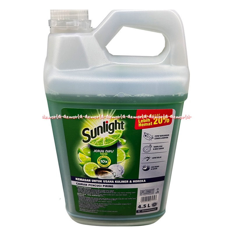 Sunlight Cairan Pencuci Piring 4.5L Kemasan Derigent Jerigen Ukuran Besar