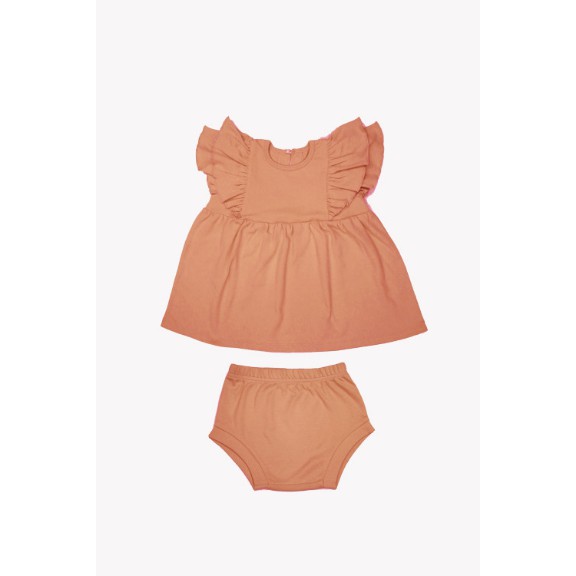 Cotton Cub Ruffle Dress + Bloomer Set - Baju Anak Bayi Terusan dengan Dalaman Celana Pendek Cewe