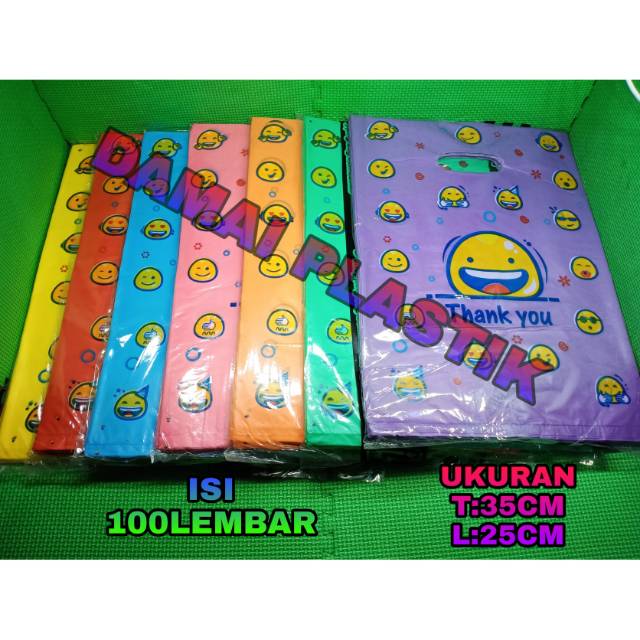 Kantong Plastik Pond Oval Motif Smile Emoji 25X35 Cm Shoping Bag Plastik Pack Online Shop Thank You Terima Kasih 25 X 35