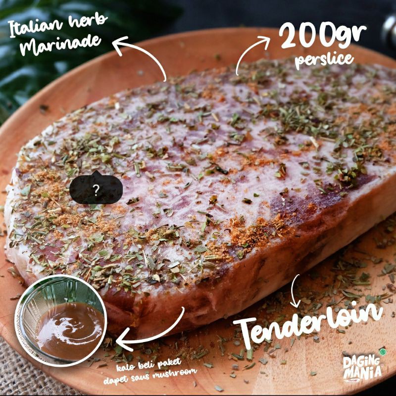 Paket Tenderloin US Steak Marinated + Saus 200 Gram - Daging Sapi Halal