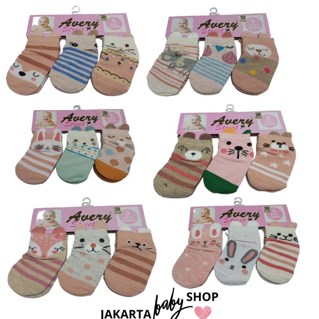 KAOS KAKI 3IN1 KATUN 3D 0-12 BULAN AVERY STREET 882910