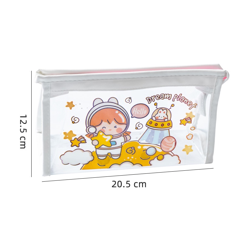 Japanese Transparent Pencil Case Cartoon Large Capacity Stationery Storage