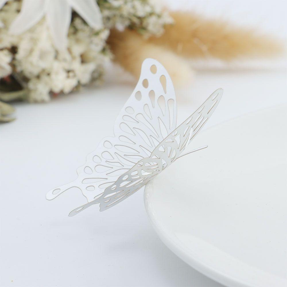 Top Butterfly Stiker Dinding Rumah Ornamen 3D Berongga Tekstur Logam Dekorasi Dinding