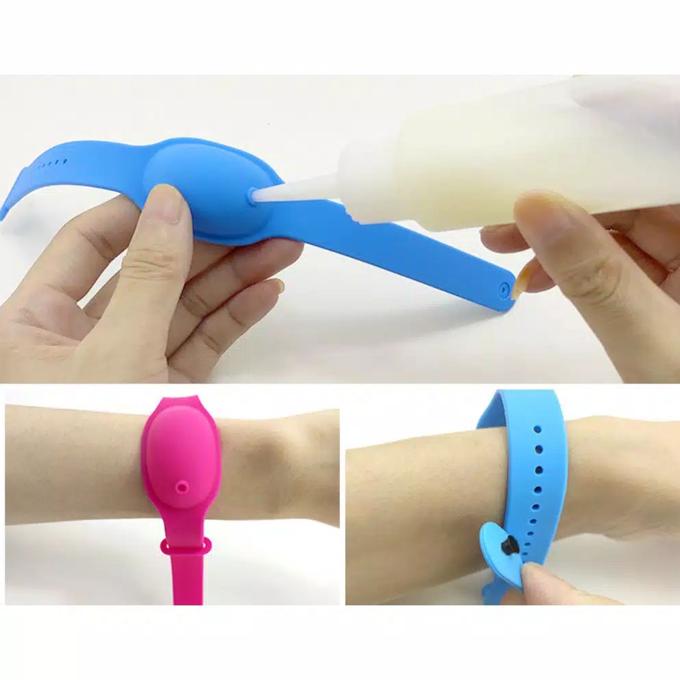 GELANG TANGAN HANDSANITIZER BAND SILIKON SILICONE PEMBERSIH TANGAN PORTABLE