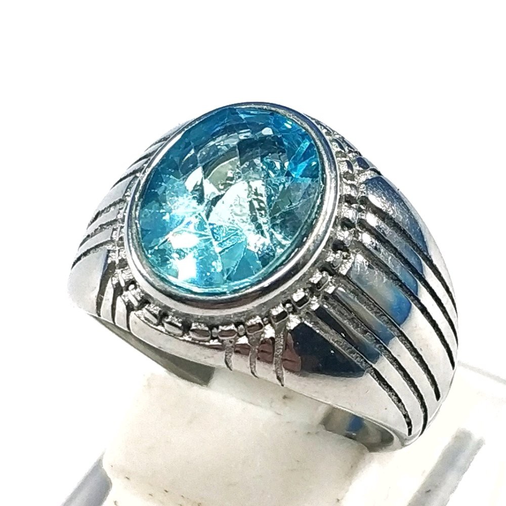 CINCIN TITANIUM PERMATA BLUE TOPAZ SKY