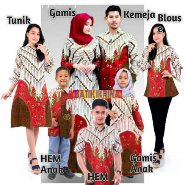 Batik Couple Keluarga Sania Ruffle Ori Ndoro Jowi Dnt Seno Merah Putih