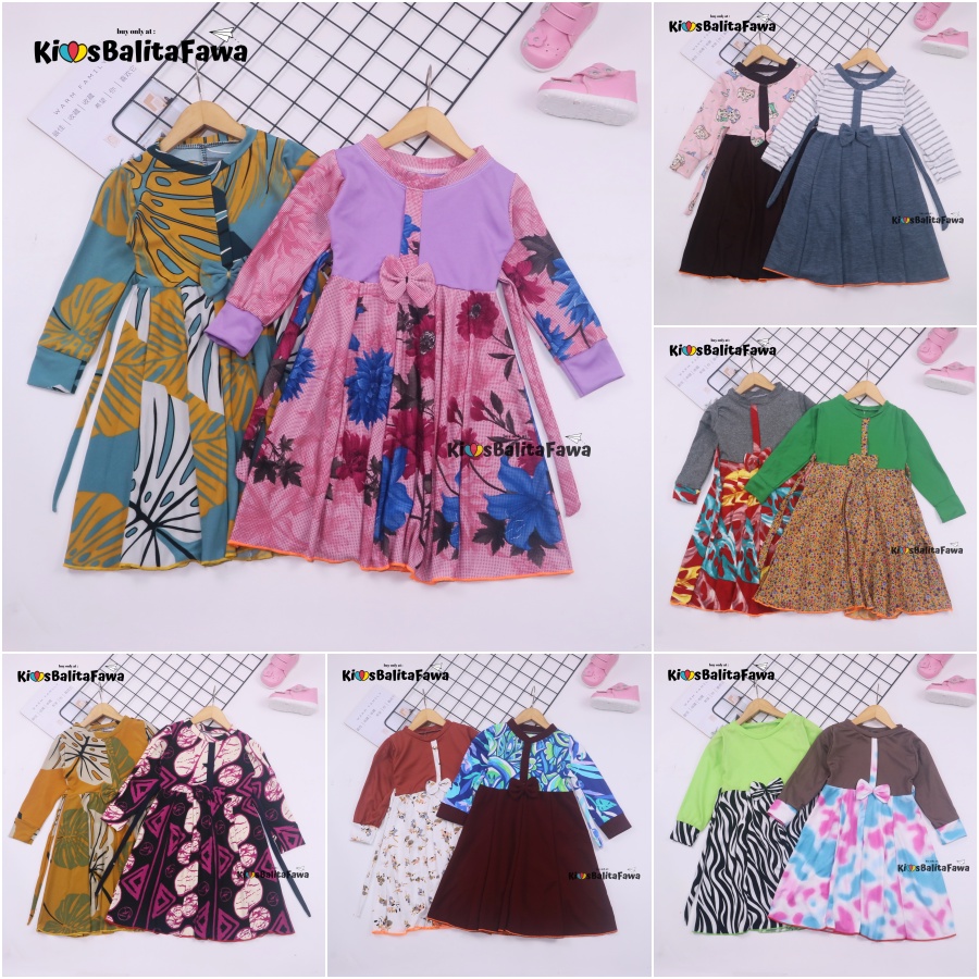 Gamis Pita Uk 1-7 Tahun / Gamis Anak Baju Dress Muslim Ngaji Murah Lengan Panjang Perempuan Girl