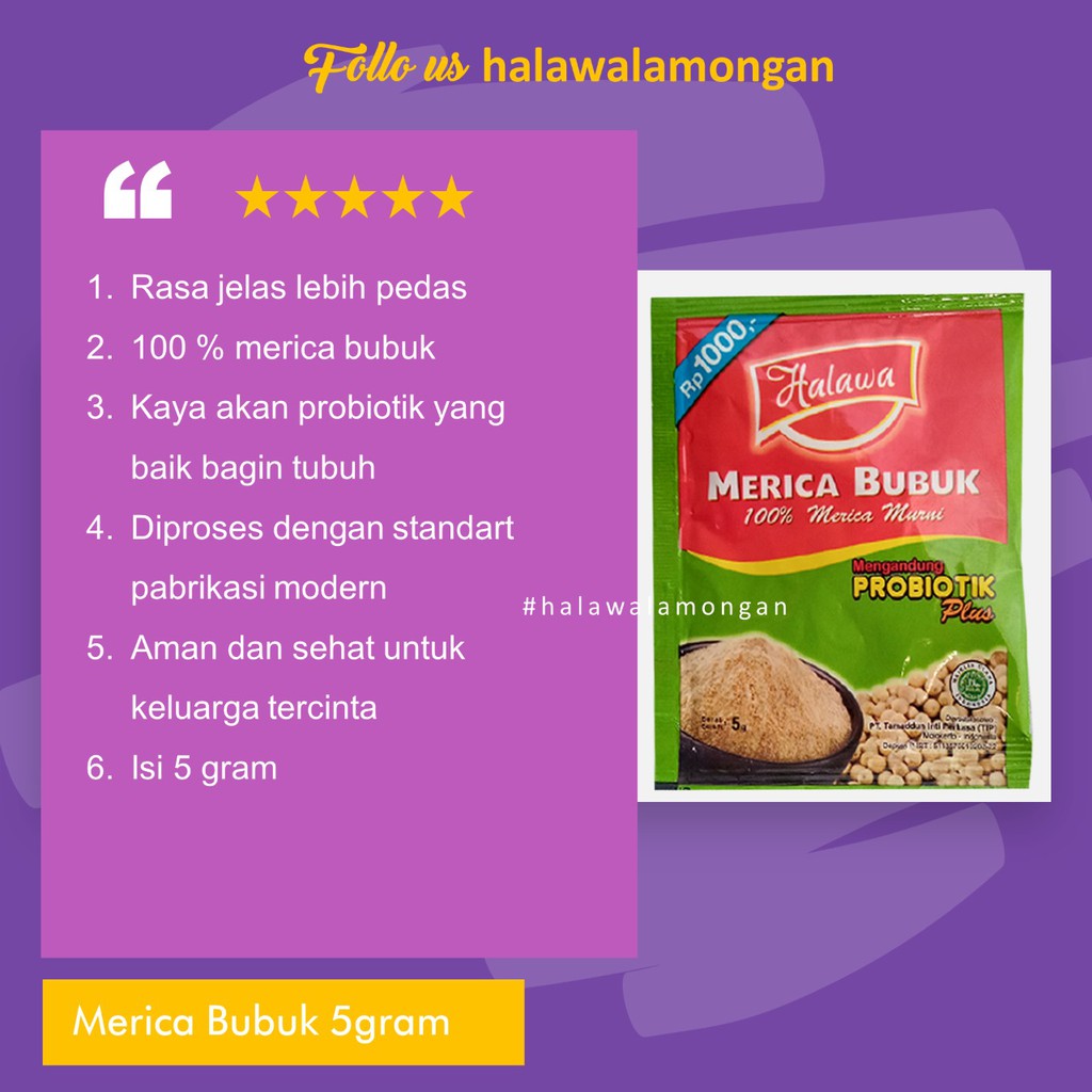 

Merica bubuk 5gram halawa