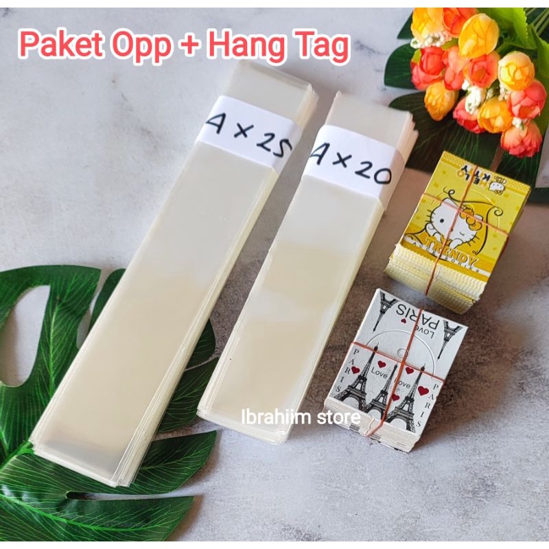 PAKET PLASTIK OPP 4X25CM / PLASTIK KONEKTOR DAN LABEL / HANG TAG