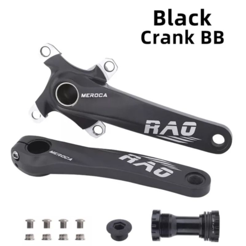 Meroca Rao Crankset HT2 BCD 104 Crank Set Hollowtech Crank Sepeda Hitam