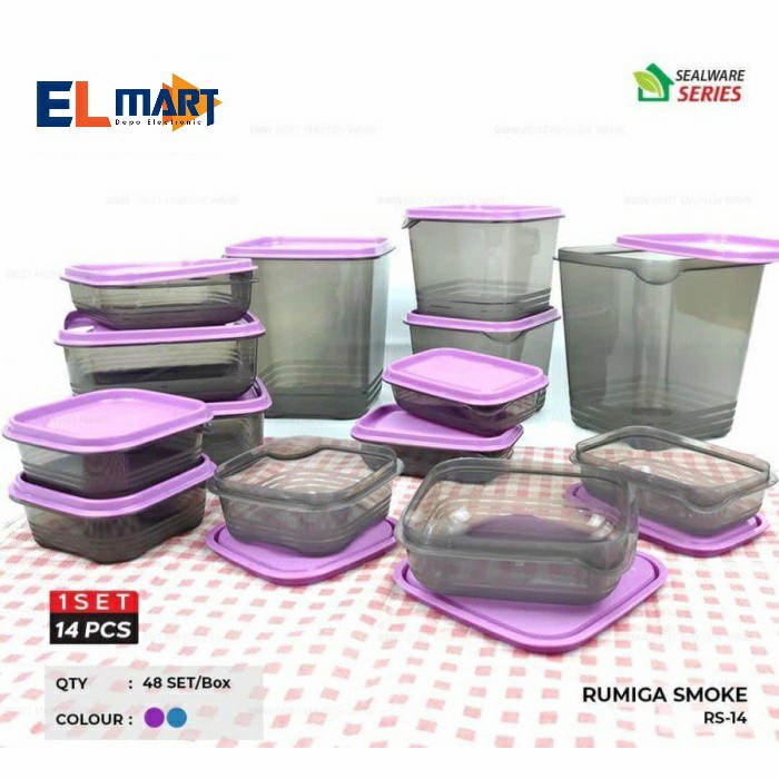 Rumiga Smoke Toples Set 14pc Tempat Penyimpanan Snack Makanan