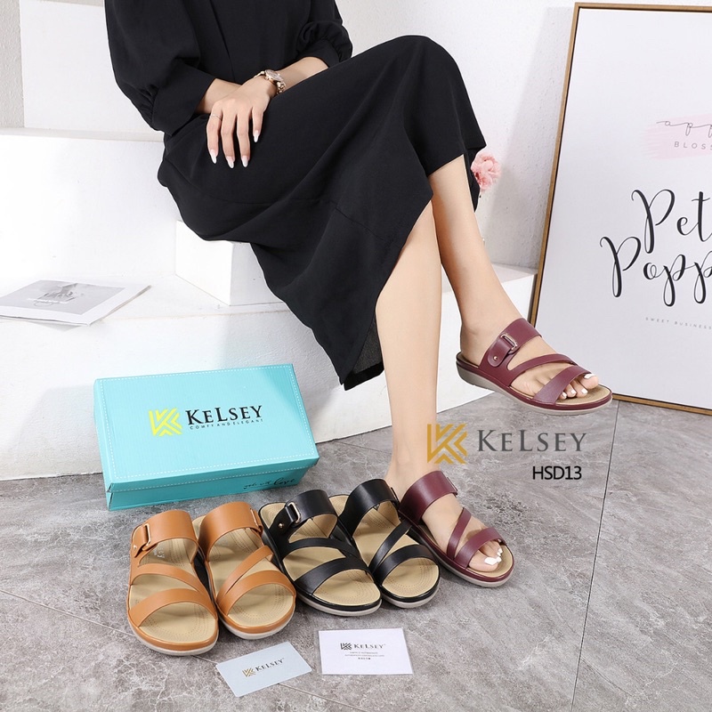 Kelsey sandal HSD13 Flat Shoes Wanita Import Slide Ujung Terbuka