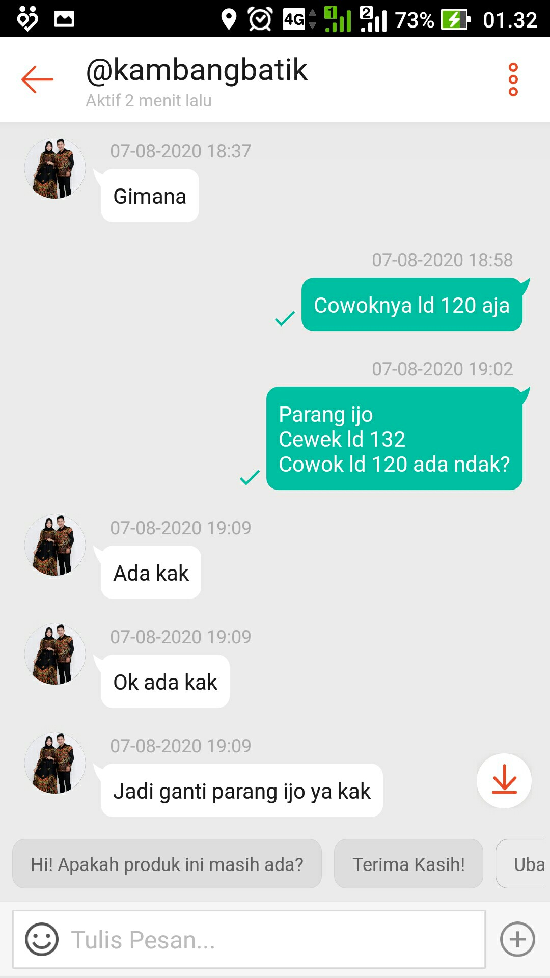 Bswart Batik Hrb026 Kenongo Hem Pendek Padi Pekalongan M L Xl Batik Pria Murah Modern Grosir