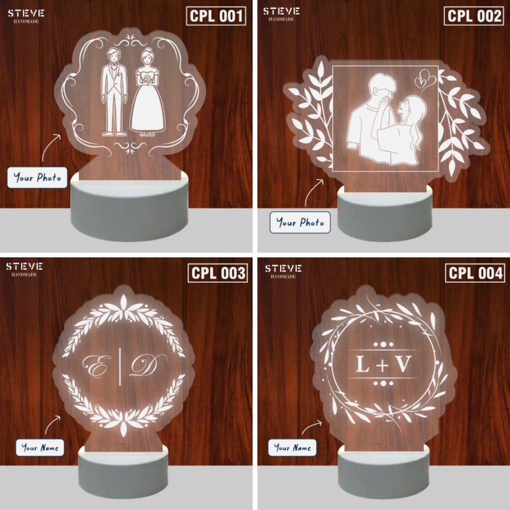 Lampu Tidur Couple Edition LED Akrilik Free Custom LT2001 Steve Handmade