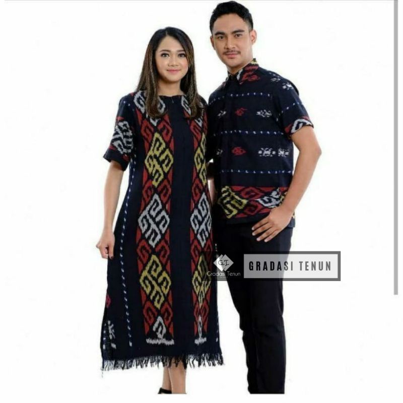 Set Tenun Couple | Couple Pria Wanita Etnik Troso Jepara - Baju Tenun Couple