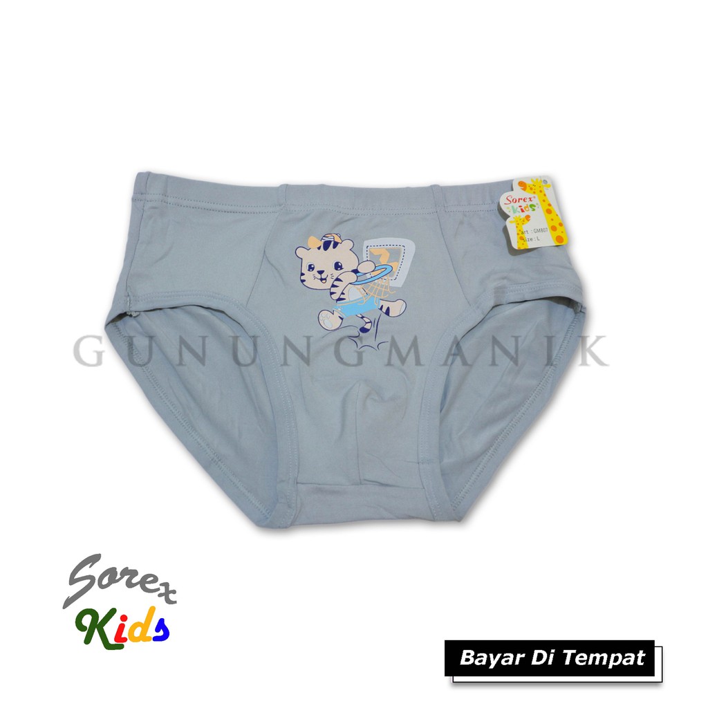 1 LUSIN SOREX KID'S CELANA DALAM  ANAK COWOK BAHAN KATUN LEMBUT MOTIF POLOS TERMURAH