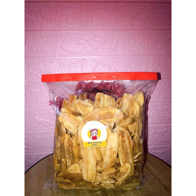 

KERIPIK PISANG CRISPY PISANG TANDUK ASIN&MANIS SNACK ORIGINAL 100% MIMI HOMEMADE HALAL/CEMILAN SEHAT