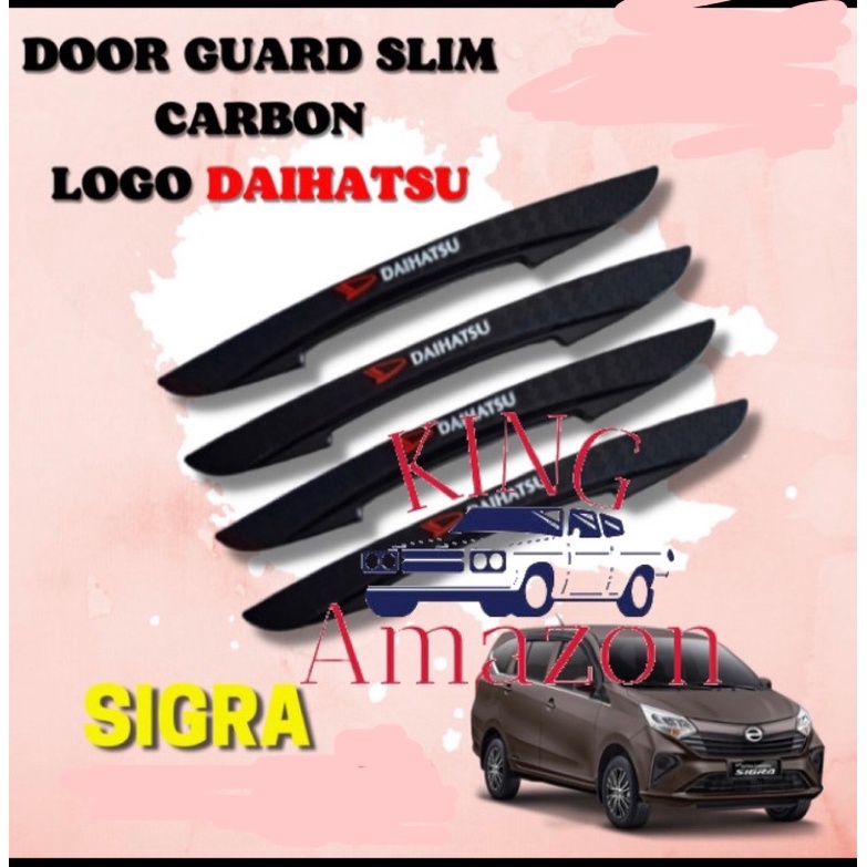 Door Guard Pelindung Pintu Mobil Motif Carbon Logo DAIHATSU SIGRA