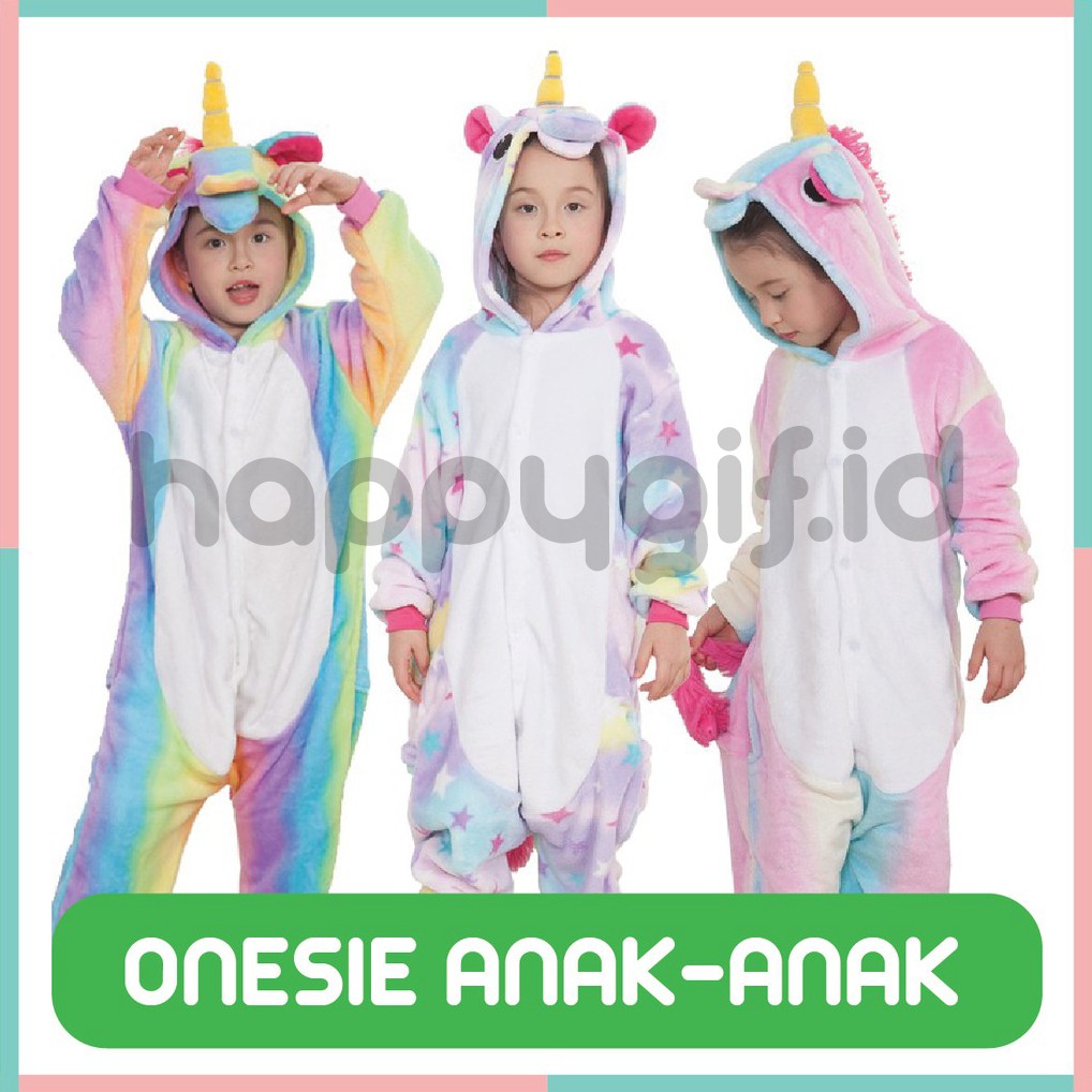 BAJU KOSTUM KARAKTER ONESIE PIYAMA ANAK KID UNICORN BAYAR DITEMPAT