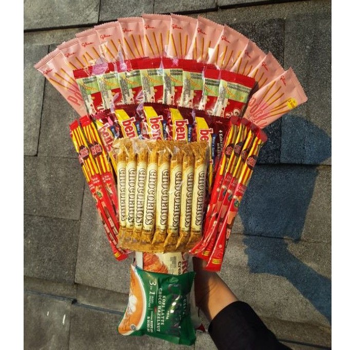 Buket Jajan/ Buket makanan/ Buket Pocky/ Buket Wisuda
