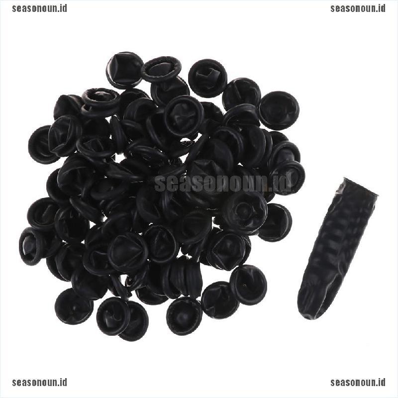 (sea) 100pcs Sarung Jari Bahan latex Anti Slip Warna Hitam Untuk Kapur Elektronik