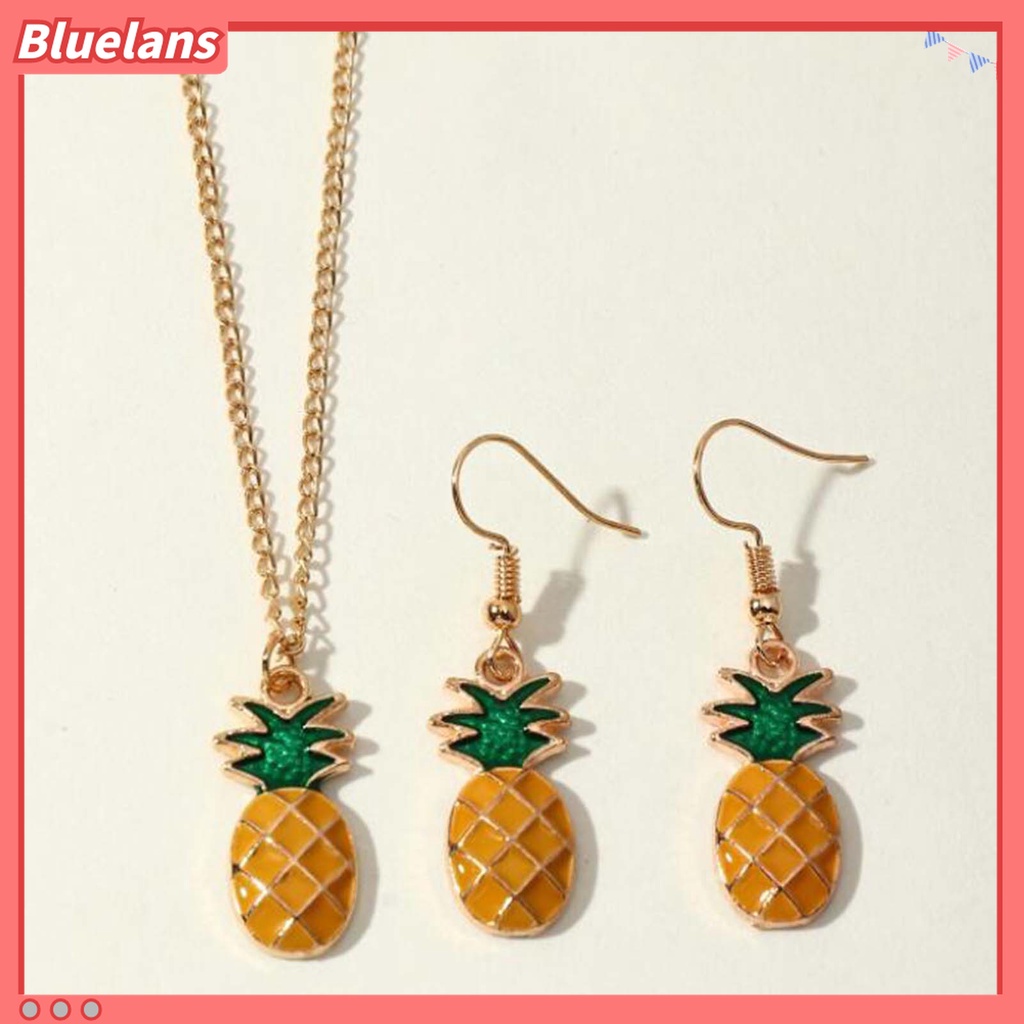 2pcs / Set Kalung Anting Kait Liontin Nanas Bahan Alloy Untuk Aksesoris Perhiasan