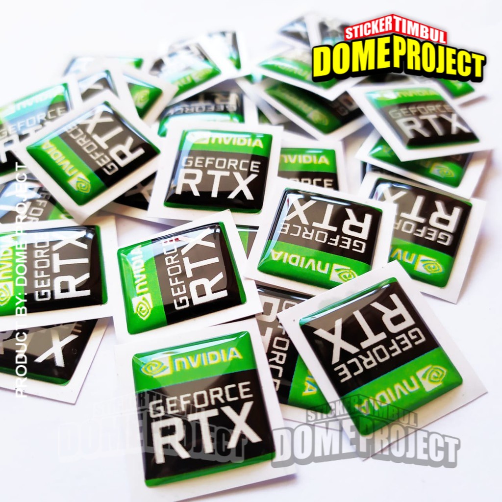 NVIDIA GEFORCE RTX KOTAK STIKER EMBLEM TIMBUL 3D RESIN AKSESORIES PC GAMING DAN LAPTOP GAMING