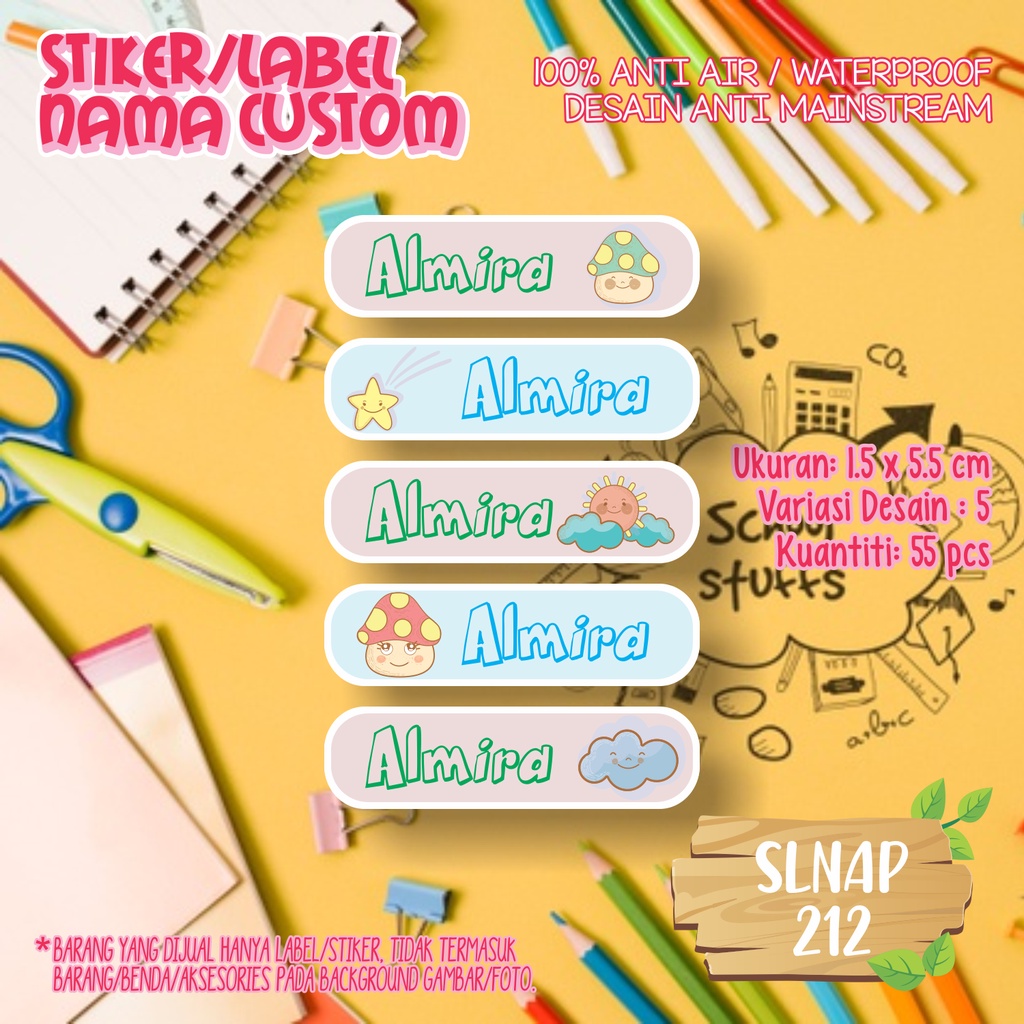 

sticker label nama waterproof kartun lucu SLNAP 212
