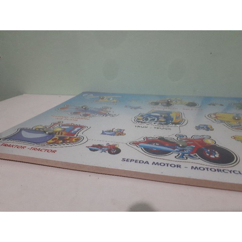 Puzzle Transportasi / Puzzle Knob Kendaraan / puzzle Kayu Anak Murah