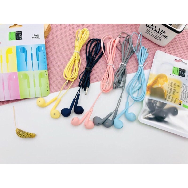 Headset Handfree U19 Macaron Mate Color Hifi Extra Bass