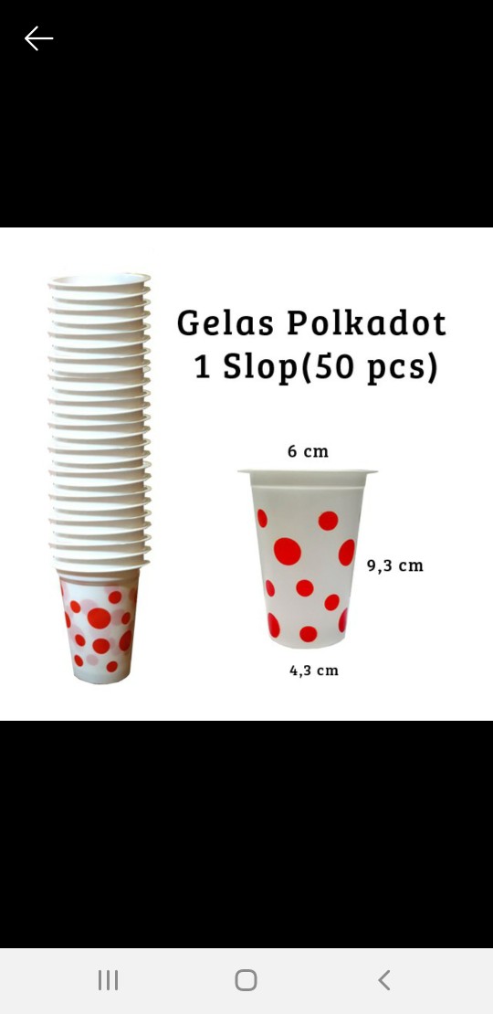 Gelas Plastik Tut Tul / Polkadot Merah Putih [1 Slop Isi 50 Pcs]