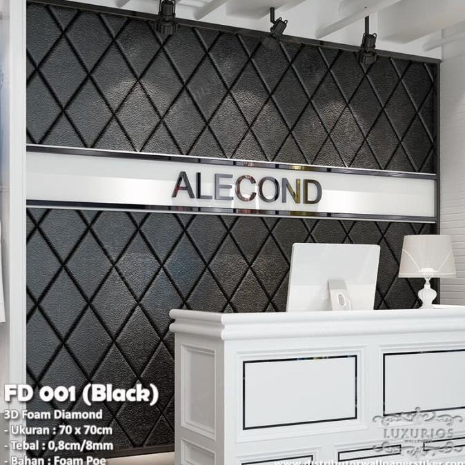 SALE  3D Foam Diamond Wallpaper, TEXTURES, EMBOSSED - FD 001 Black Terbaru