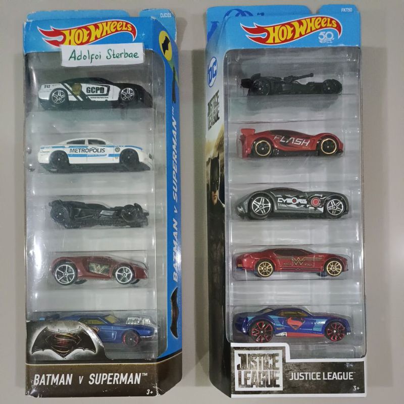 hotwheels hot wheels isi 5 pack batman v superman '11 dodge charger R/T  batmobile ultra rage rivite